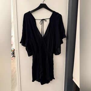 NWT || Free People - Elegant Black Romper with Tie Back